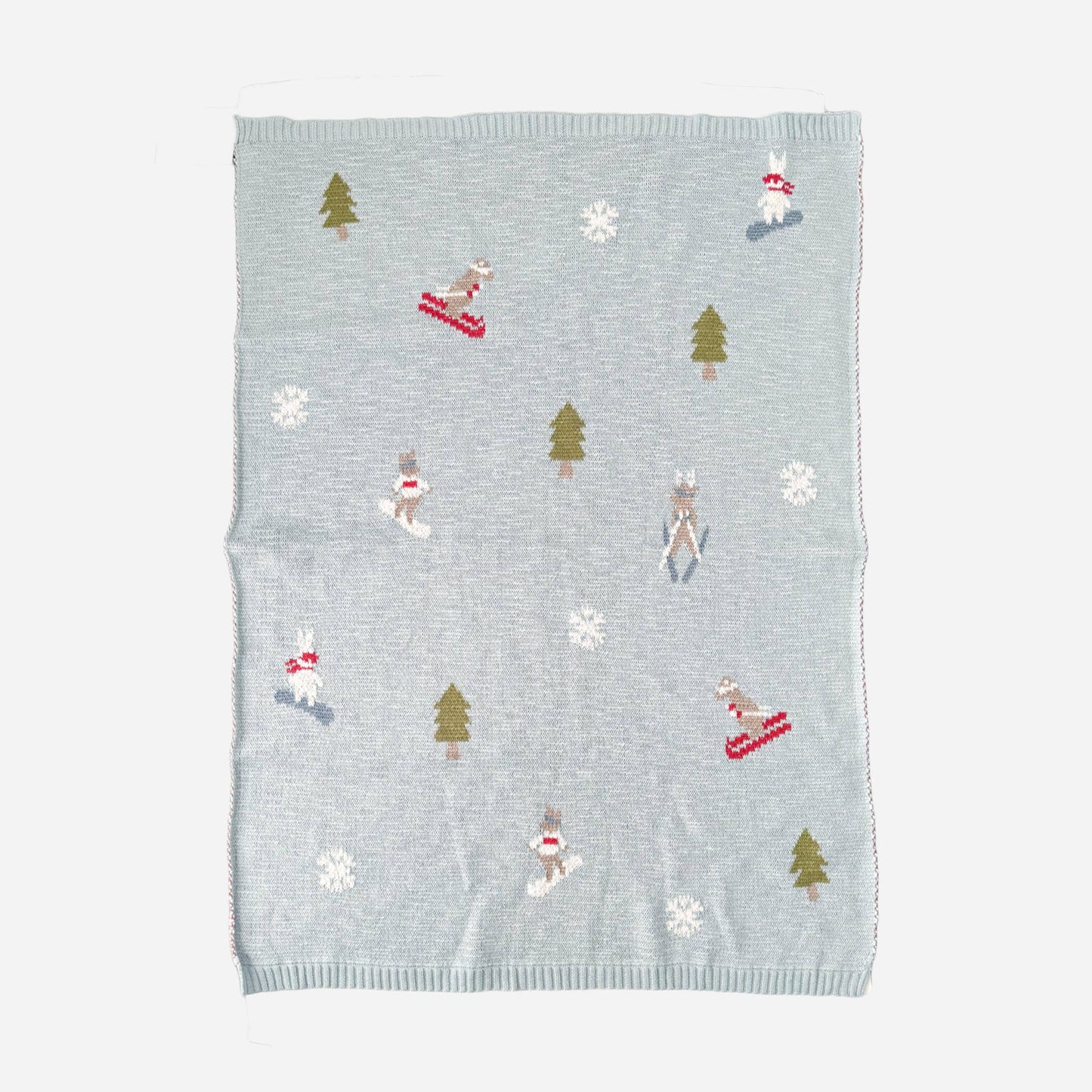 Organic Cotton Blanket with Ski & Snowboard