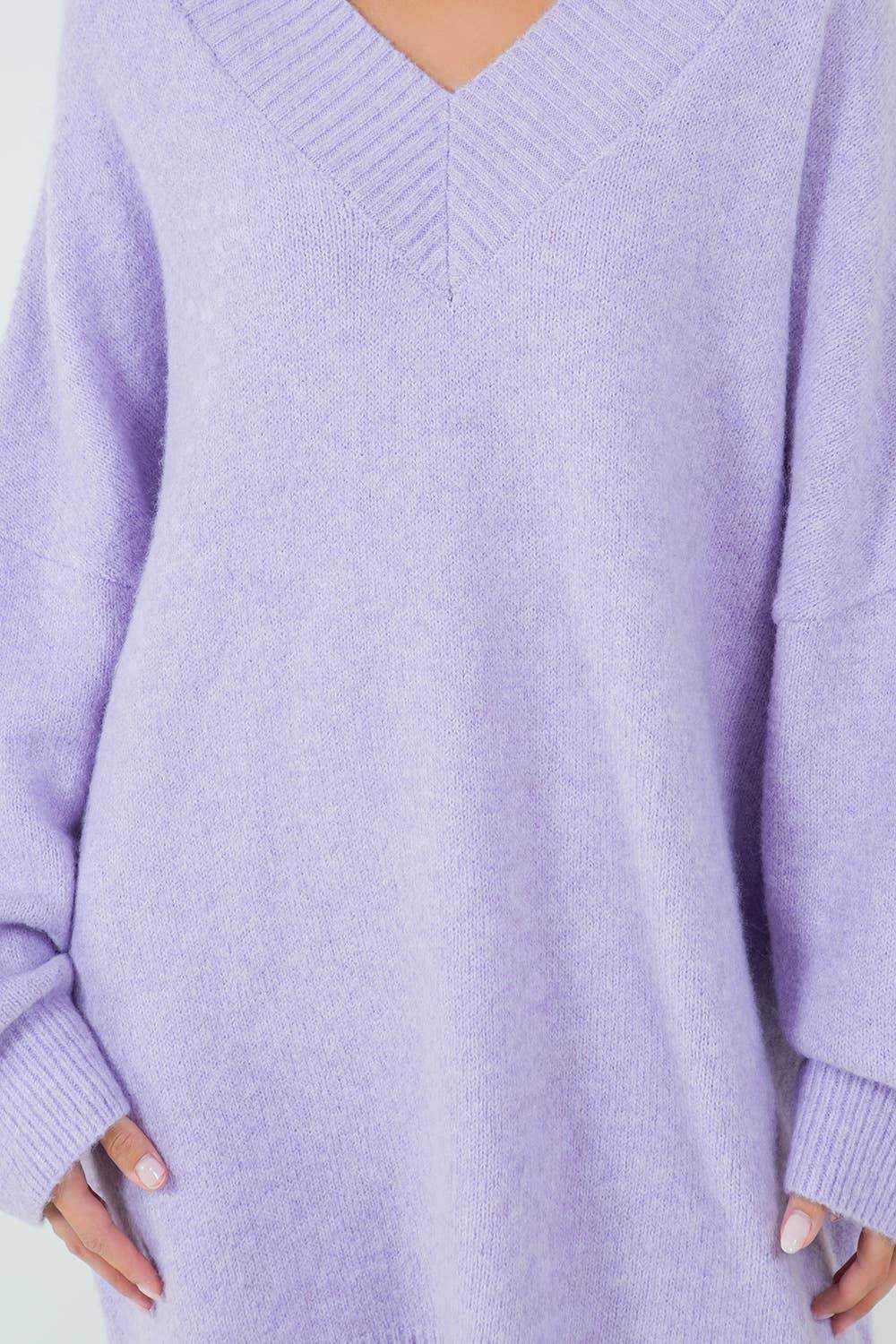 Oversized V-Neck Fuzzy Knitted Sweater - SAUVAGE ZSA™