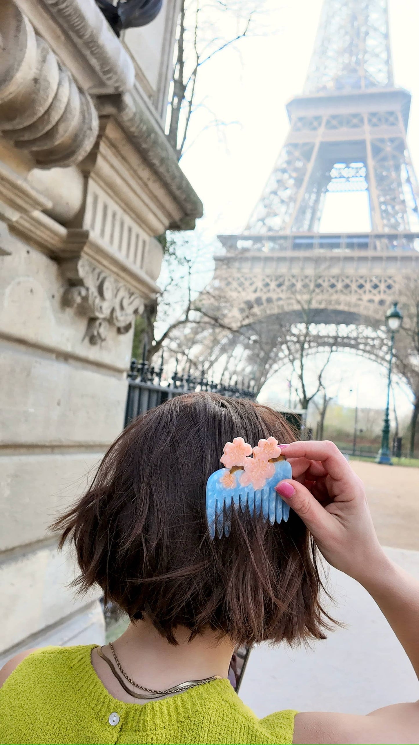 Hand-painted Cherry Blossom Pocket Hair Comb