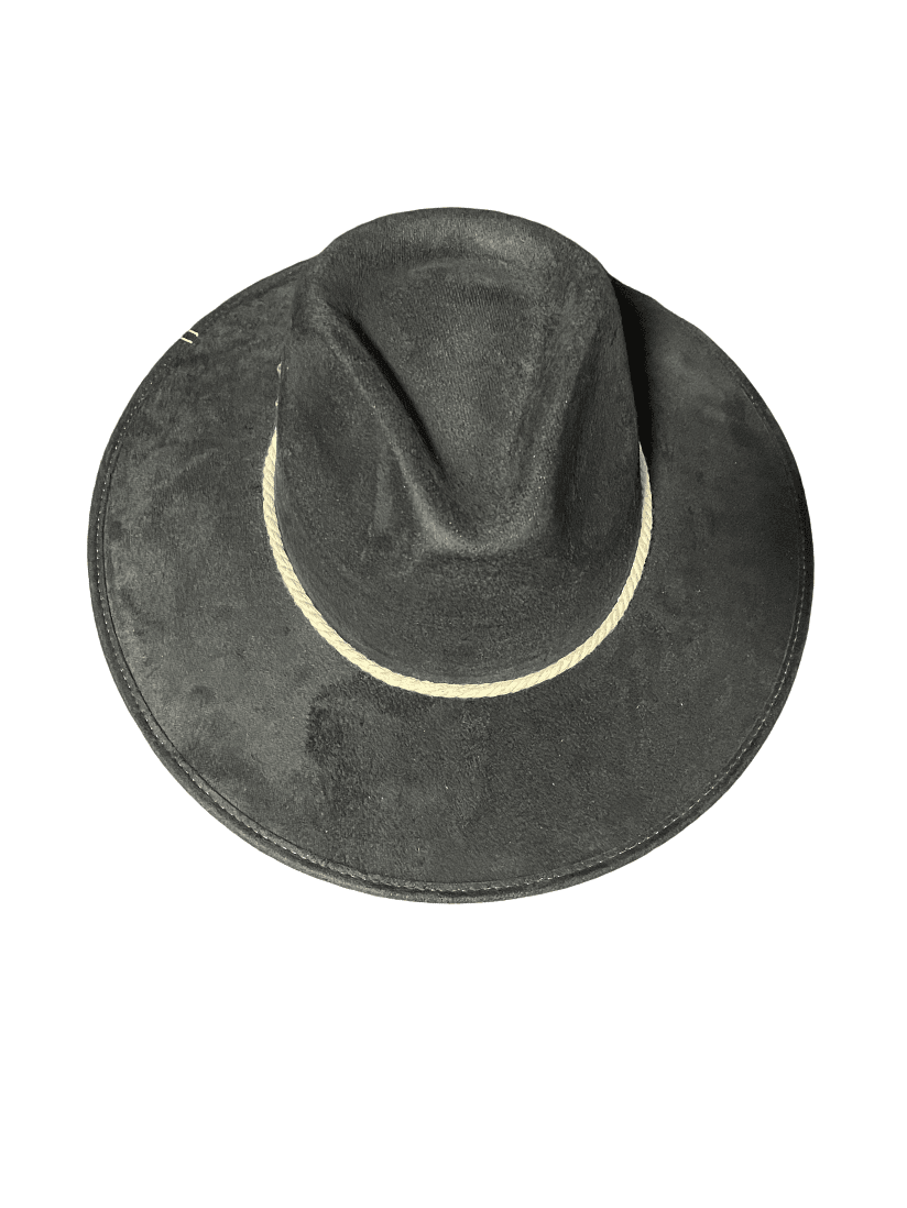 Vegan Suede Cowboy Hat with Vintage Horse Pin & Coastal Rope Band - SAUVAGE ZSA™