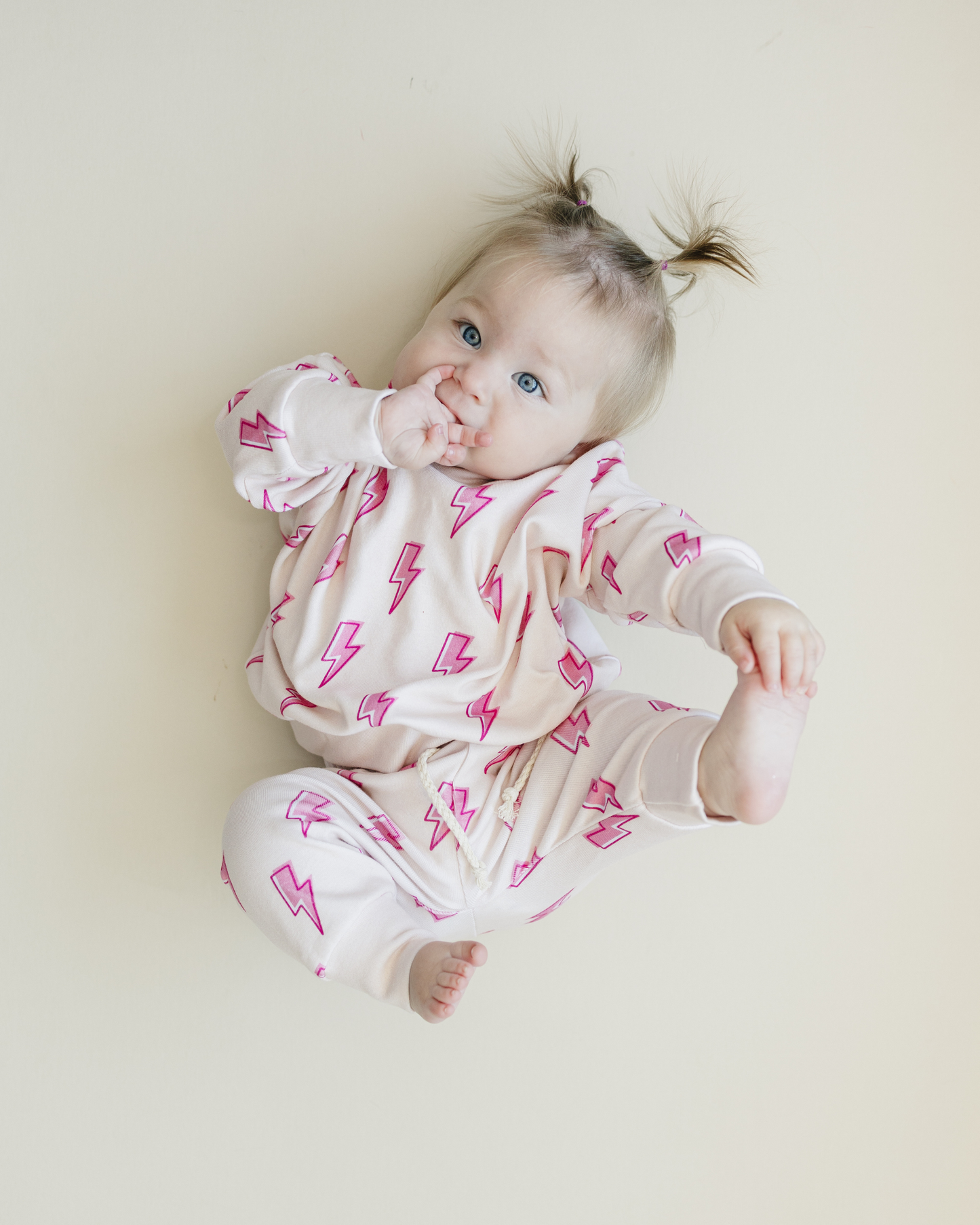 Kids Jogger Set with Pink Lightning Bolts