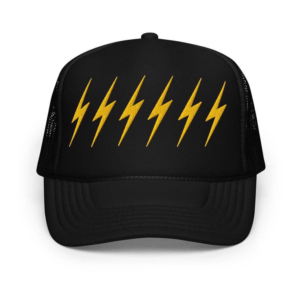 Six Lightning Bolt Embroidered Foam Trucker Hat