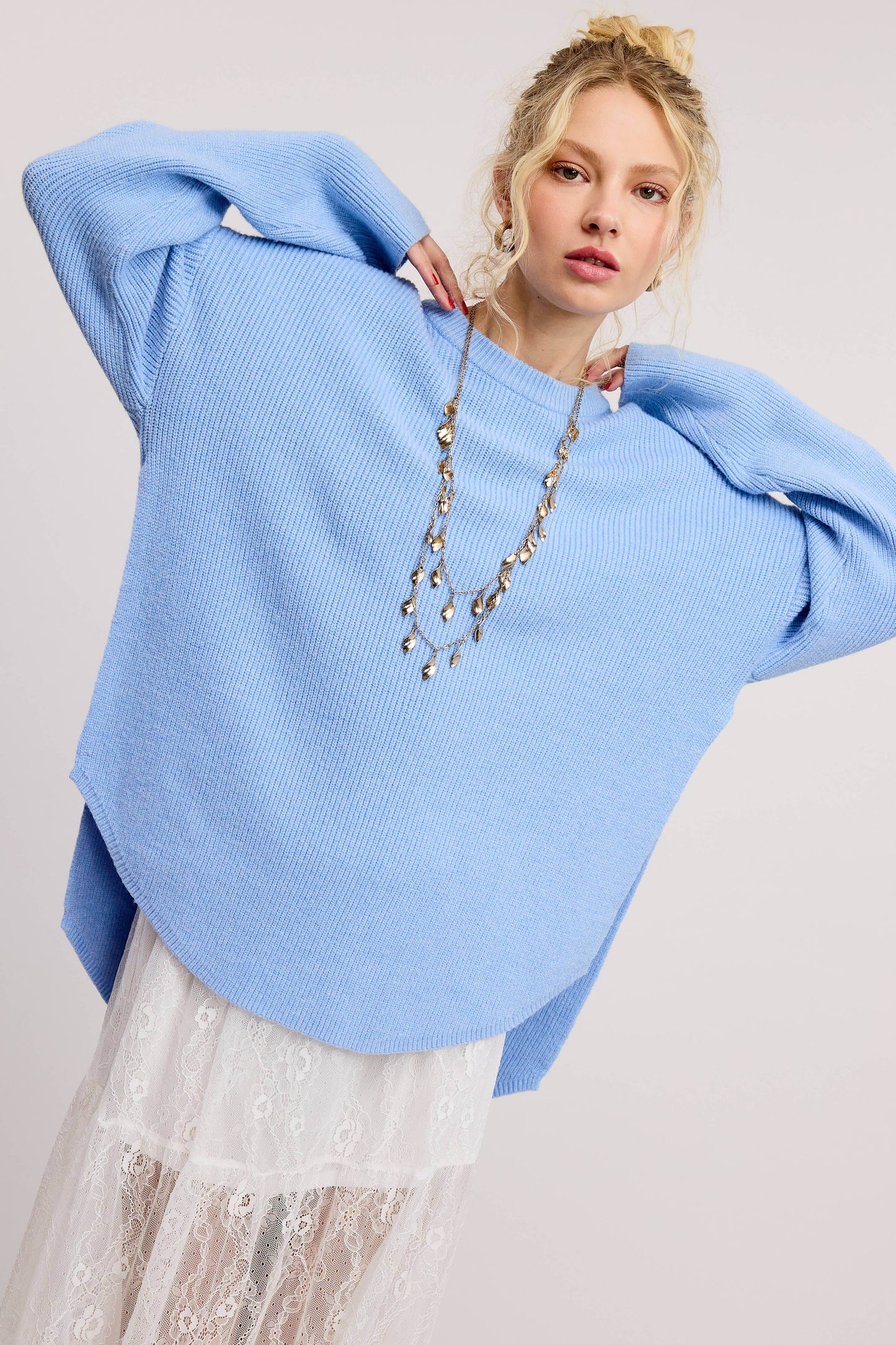 Cozy Knit Sweater with Dual Side Slit - SAUVAGE ZSA™