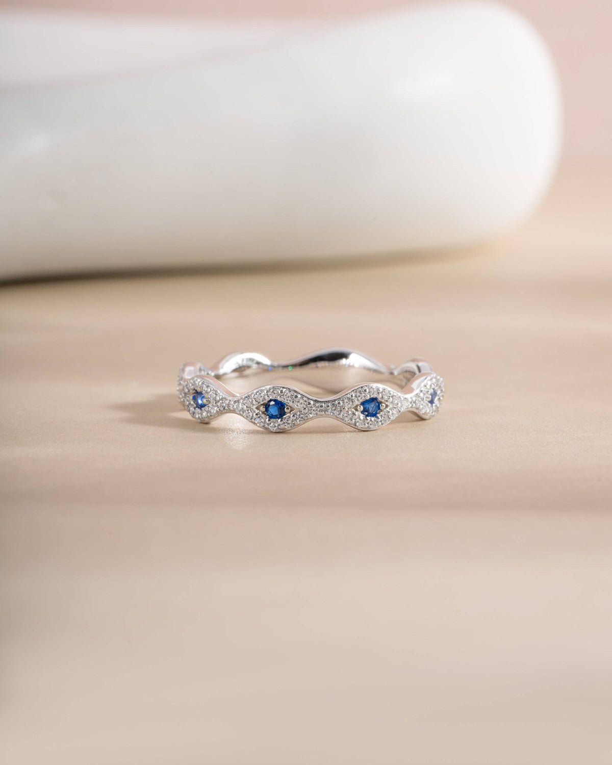 Infinity Ring with 14K Gold Plated and White Gold Evil Eye