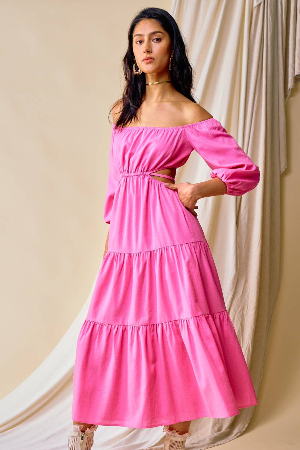 Off Shoulder Contemporary Maxi Dress