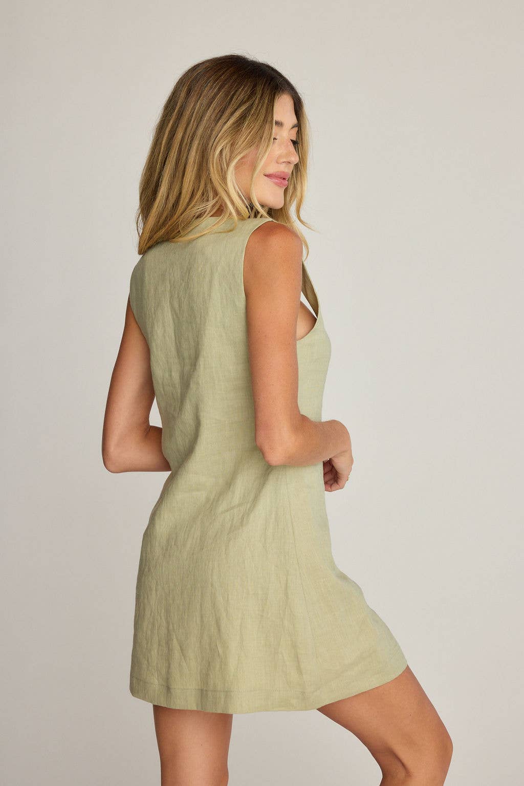 Sustainable Linen Dress - Sage