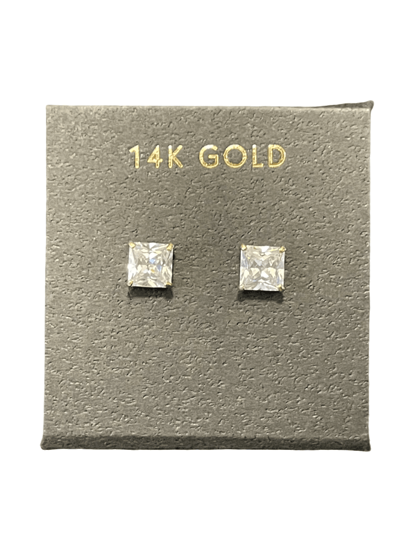 14K Gold Princess Cut Stud Earrings - SAUVAGE ZSA™