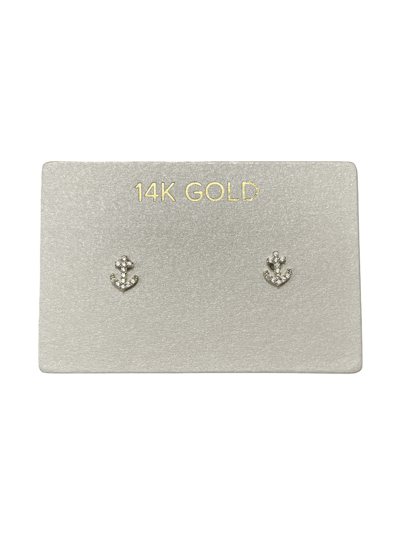 14K Gold Anchor Stud Earrings - SAUVAGE ZSA™