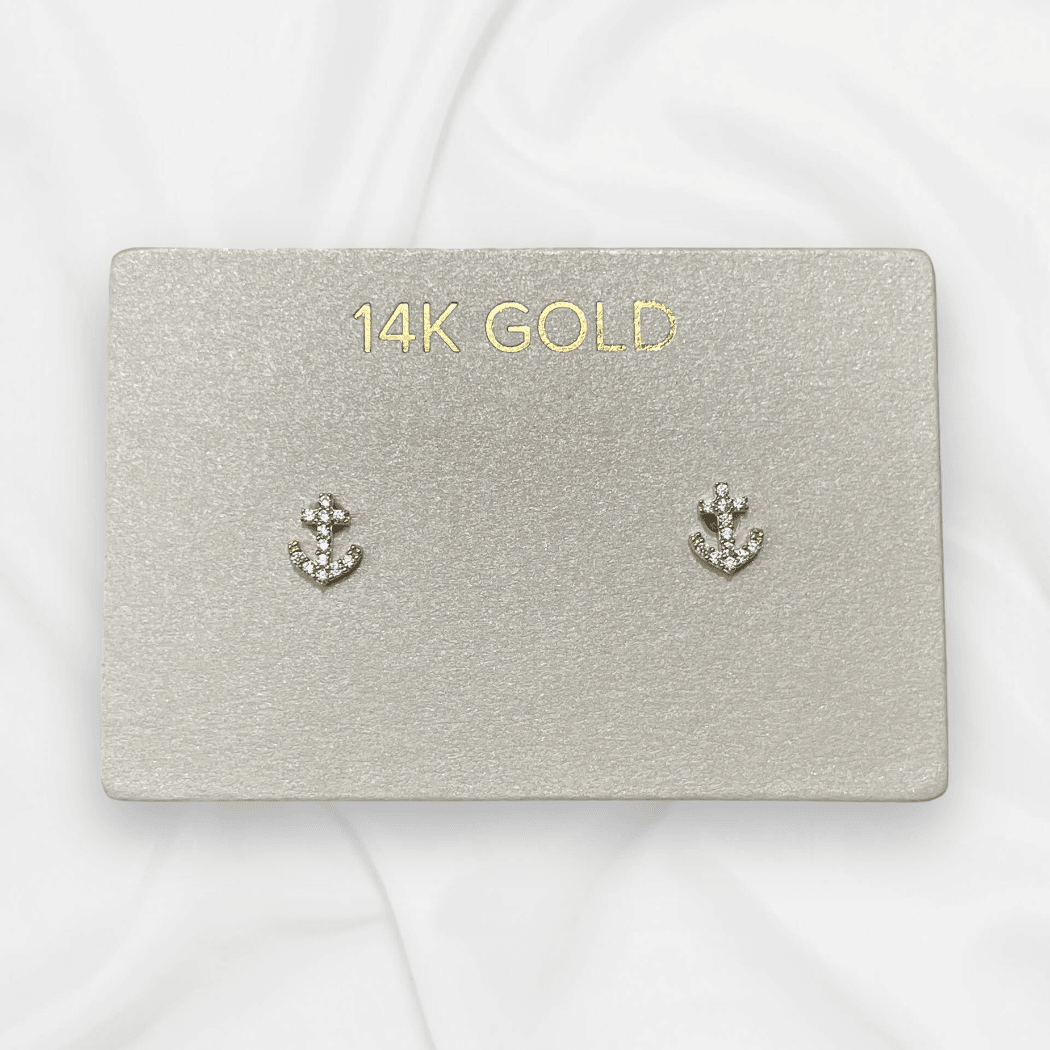 14K Gold Anchor Stud Earrings - SAUVAGE ZSA™