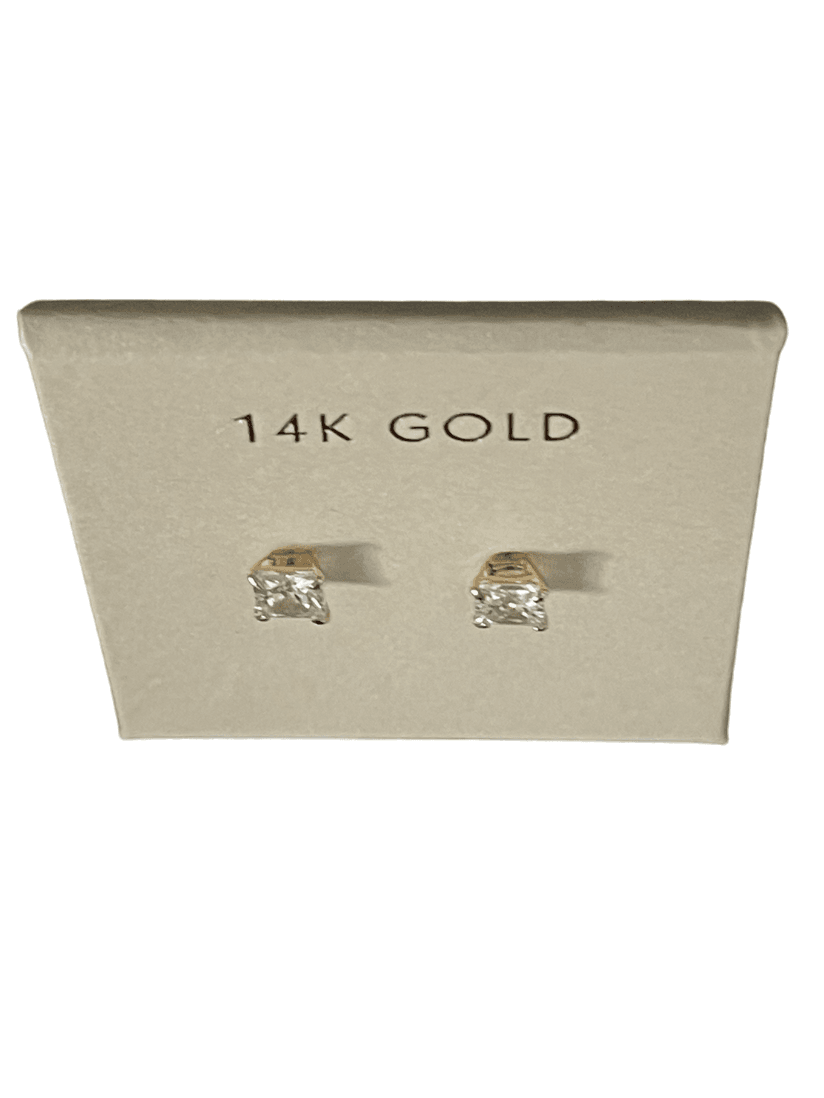 14K Gold Petite Princess Cut Square Earrings - SAUVAGE ZSA™