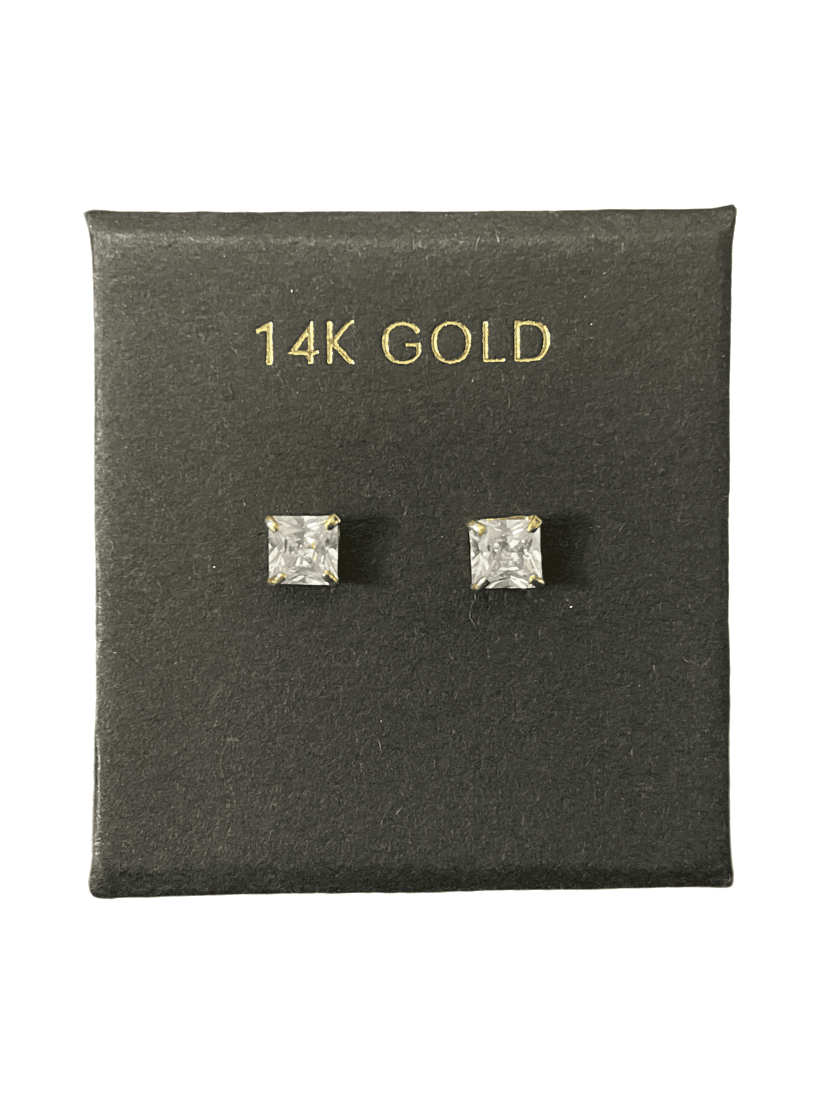 14K Gold Petite Princess Cut Square Earrings - SAUVAGE ZSA™