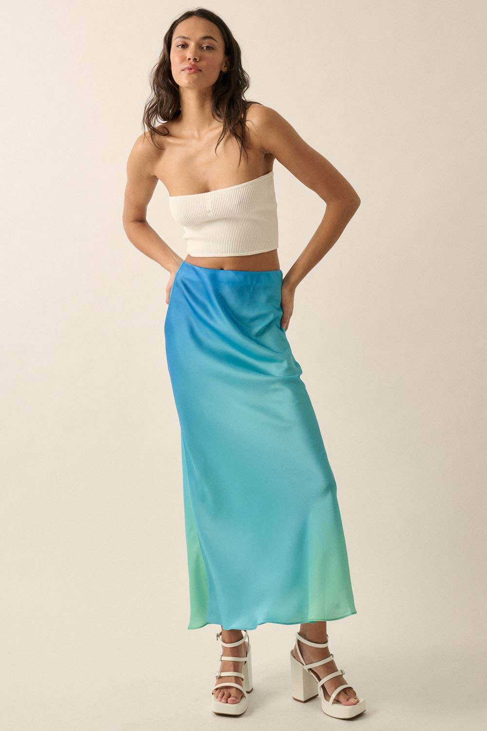 High-Waist Ombre Woven Maxi Skirt - SAUVAGE ZSA™