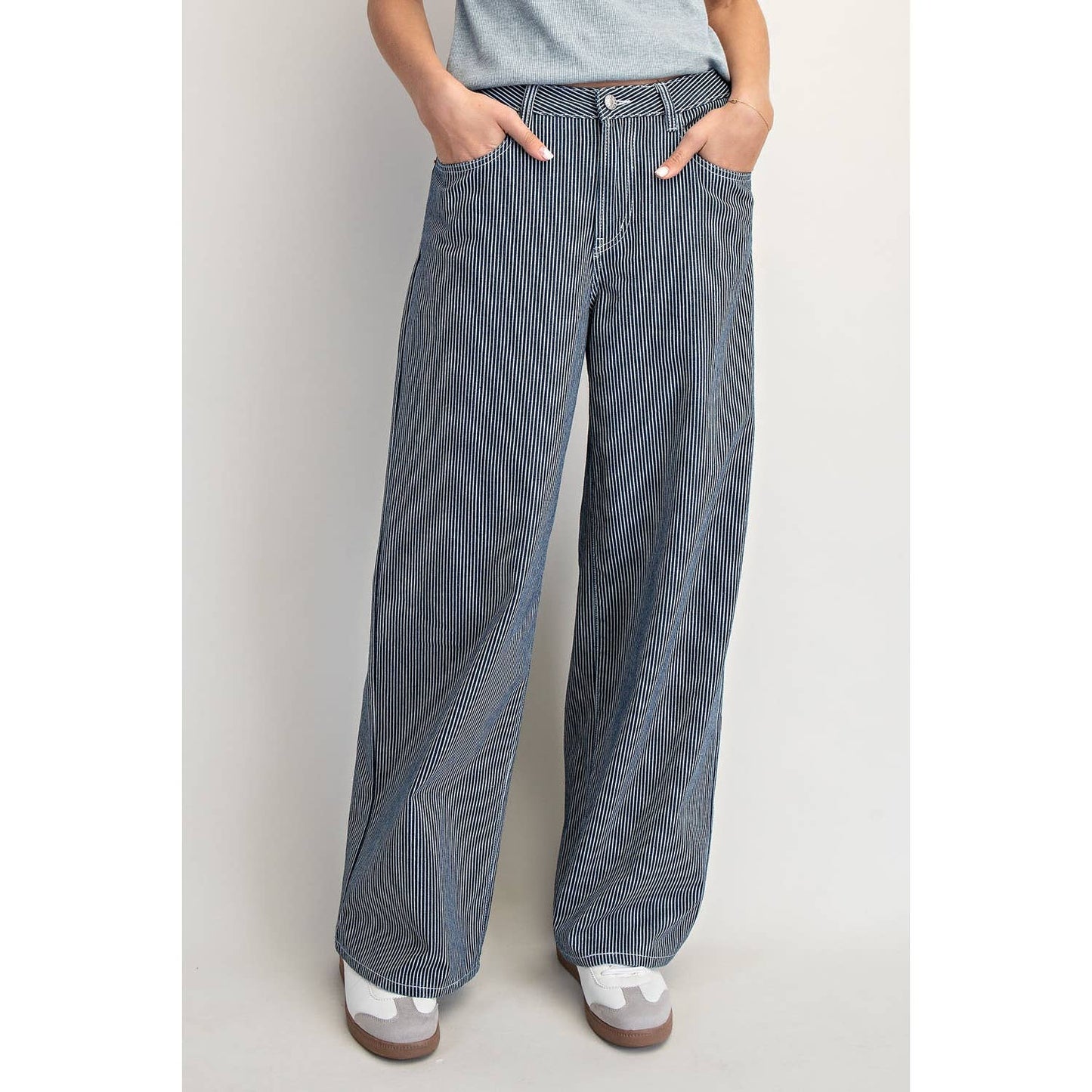 Full Length High Waisted Stripe Jeans