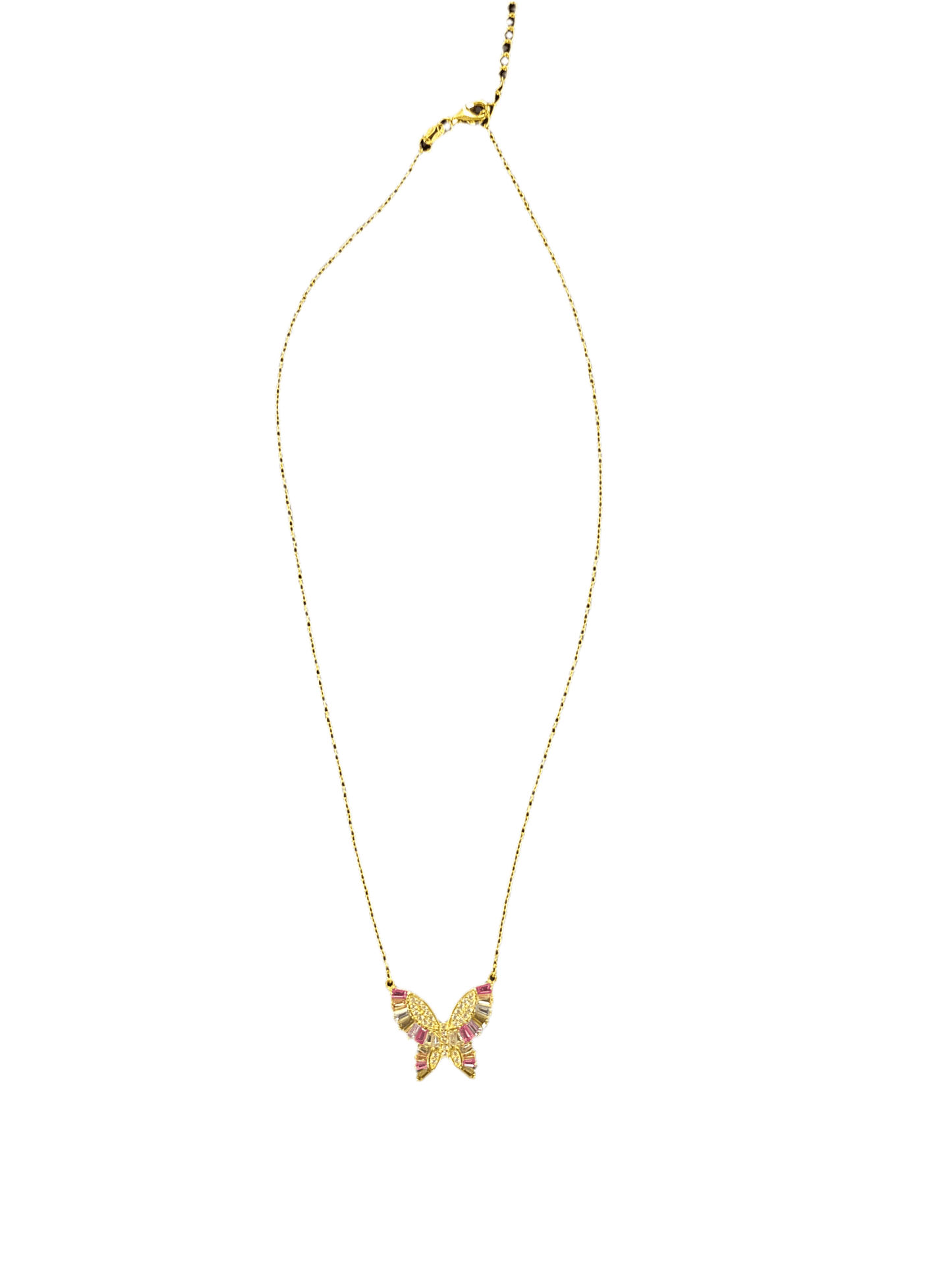 Colorful Butterfly Charm Necklace with Baguette Crystals - SAUVAGE ZSA™
