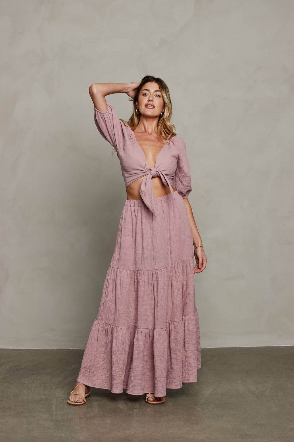 Bohemian Tie Front Top - Mauve - SAUVAGE ZSA™