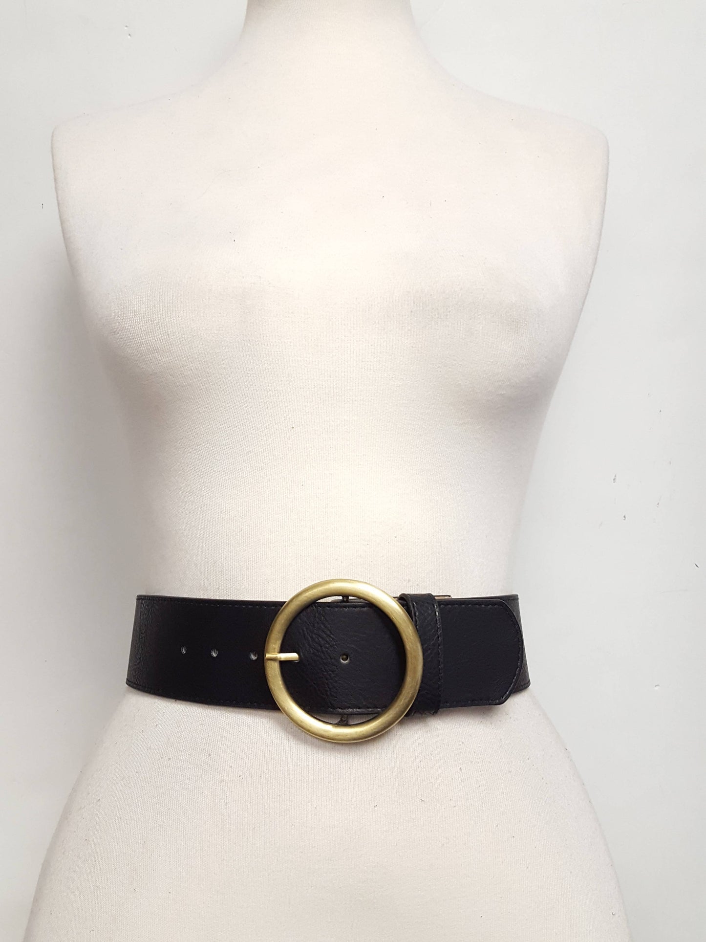 Wide High Waist Belt with Round Buckle