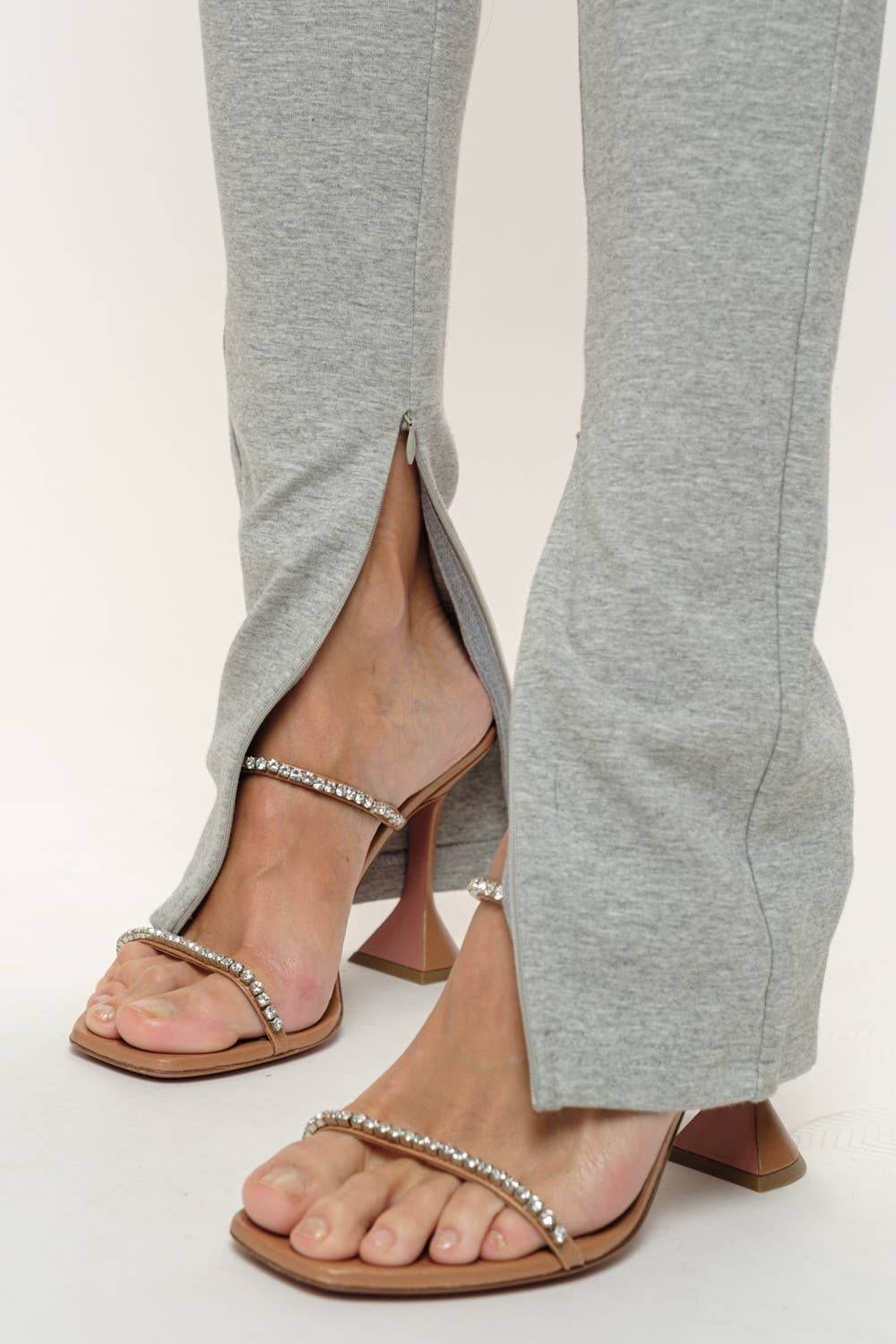 Stretch Jersey Split Hem Leggings - H. Gray - SAUVAGE ZSA™