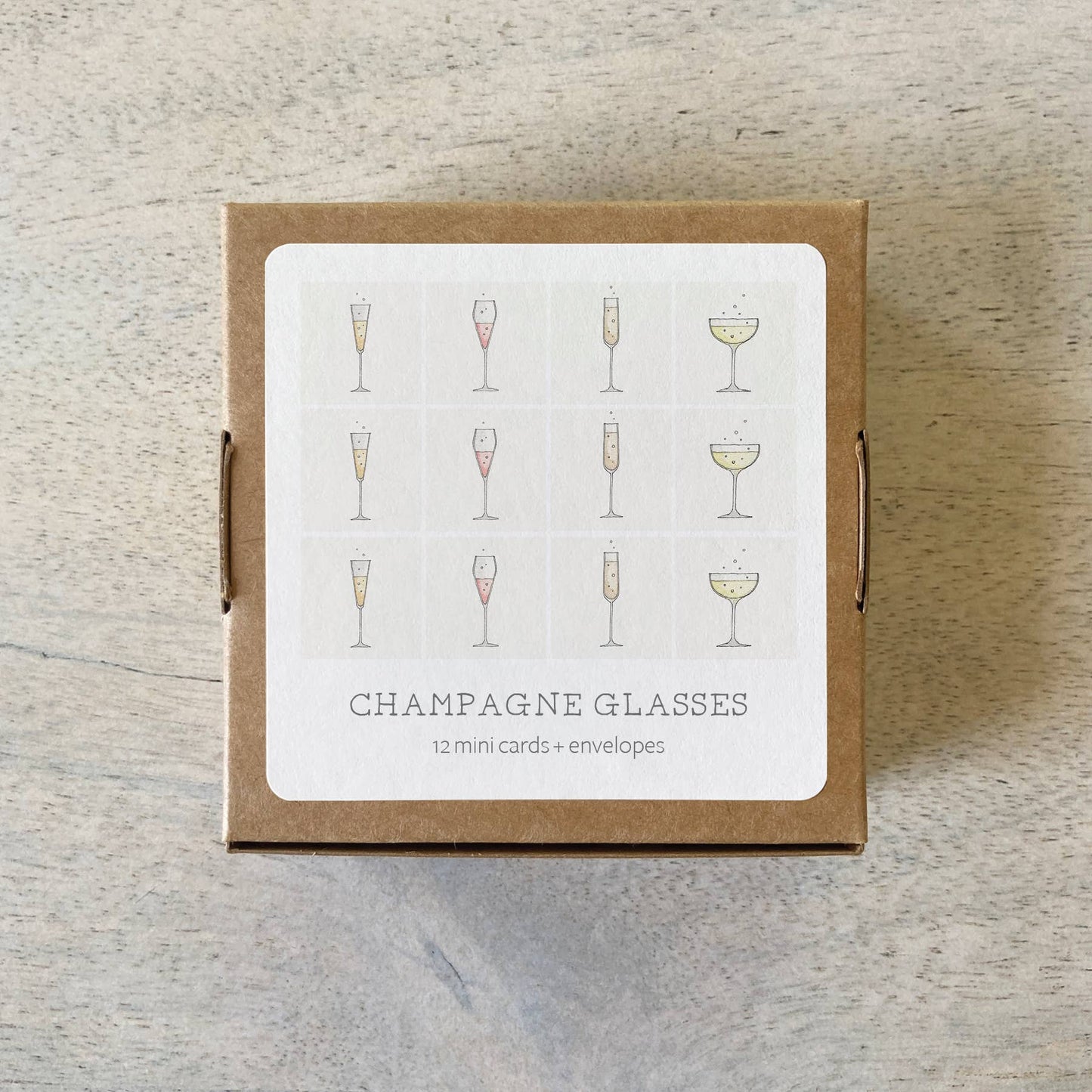 Mini Cards Set with Champagne Glasses