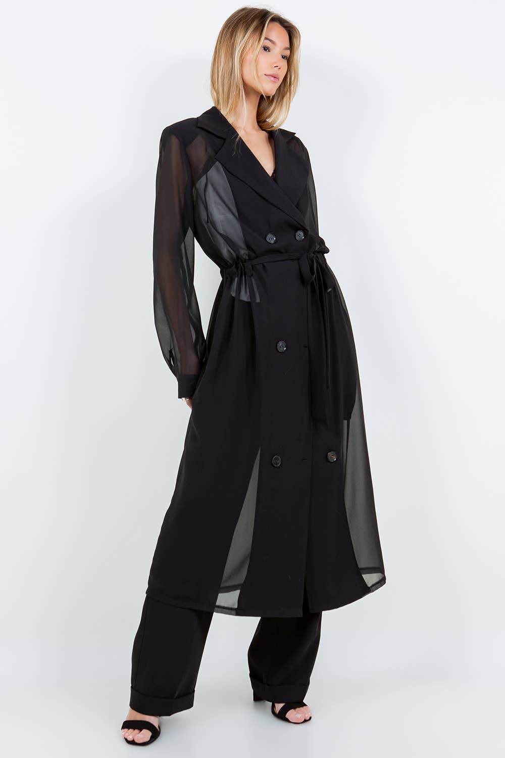 Sheer Belted Trench Coat - SAUVAGE ZSA™