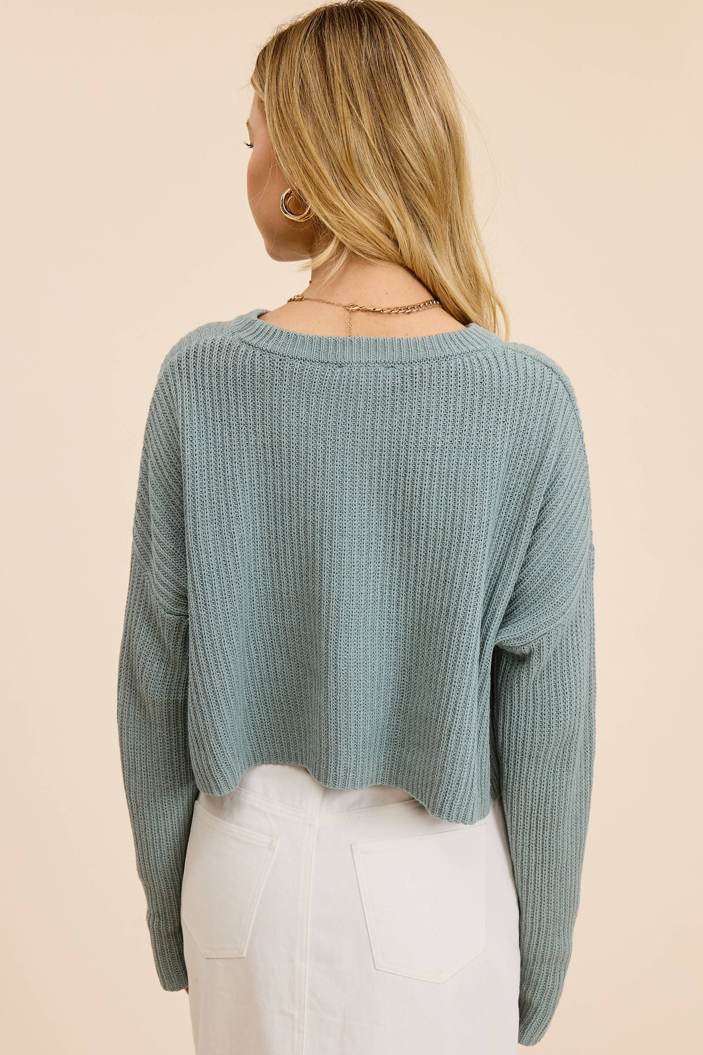 ASYMMETRICAL HEM LONG SLEEVE KNIT TOP