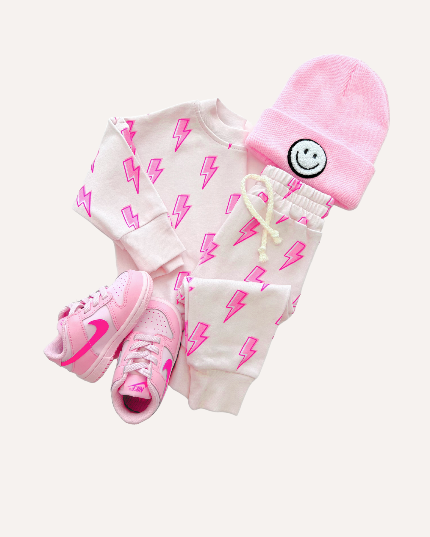 Kids Jogger Set with Pink Lightning Bolts