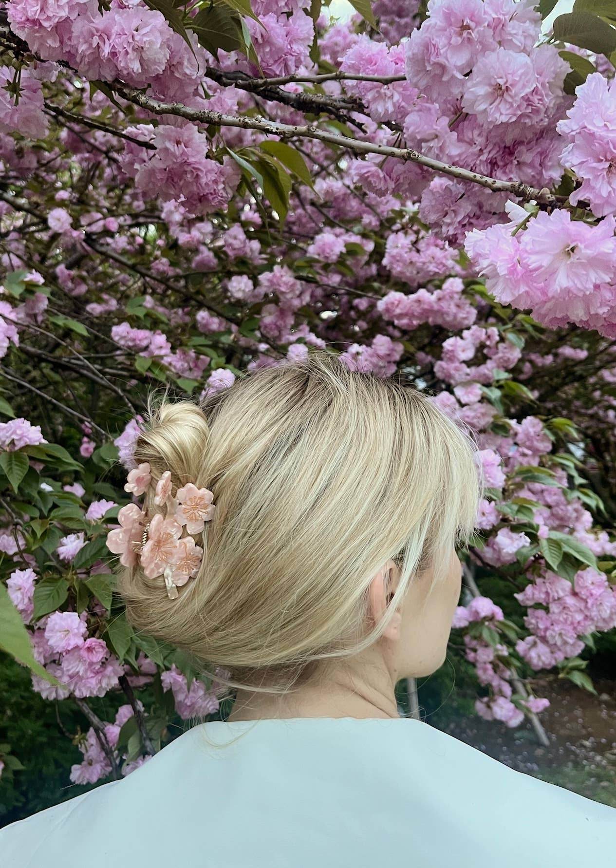 Hand-painted Cherry Blossoms Flower Claw Hair Clip | Eco - SAUVAGE ZSA™