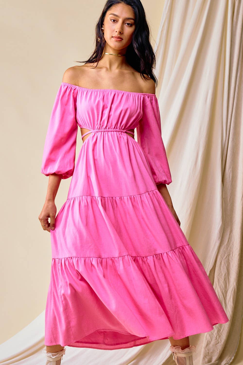 Off Shoulder Contemporary Maxi Dress