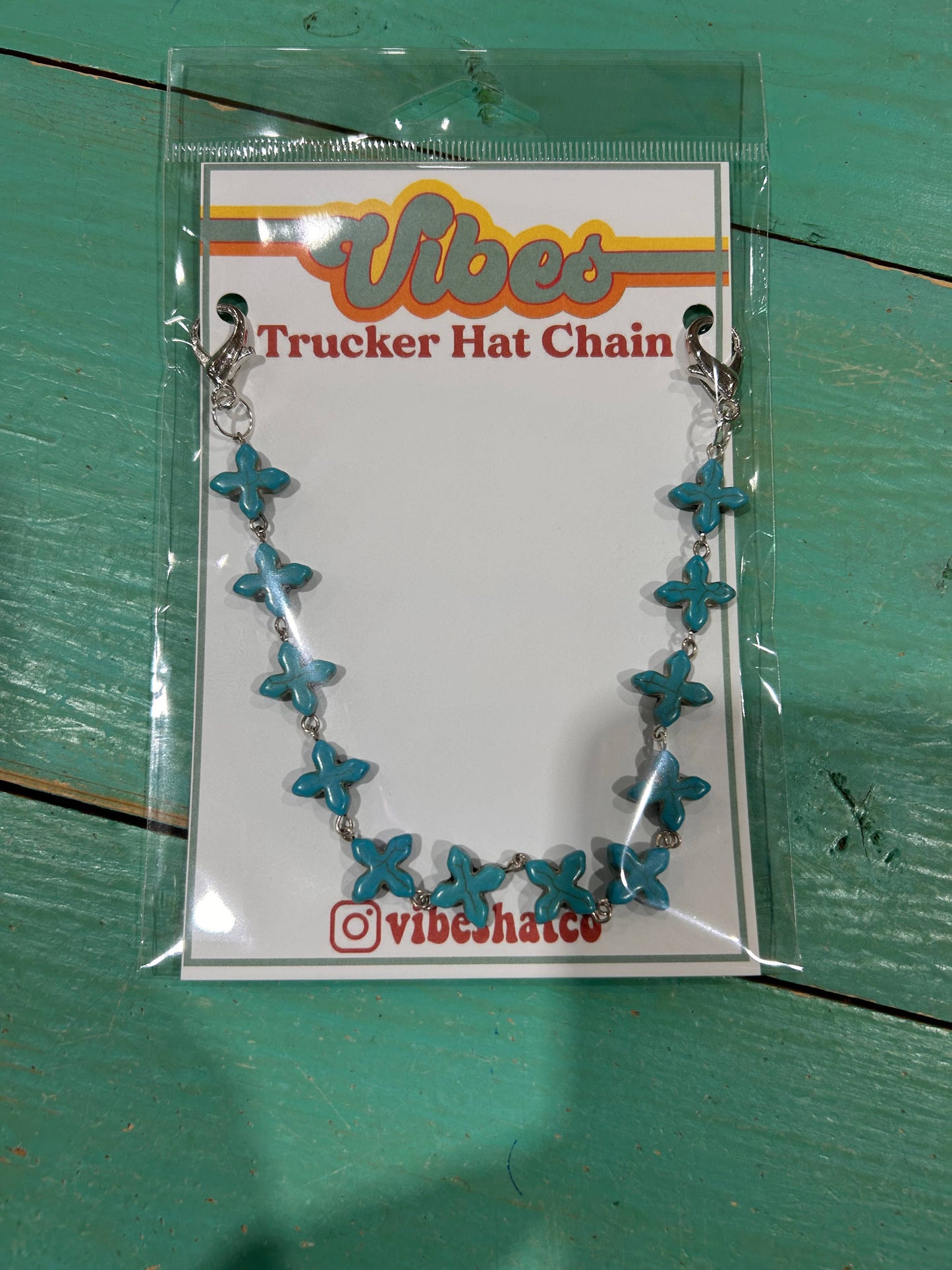 Turquoise Cross Trucker Hat Chain | Hat Band | Hat Chain |