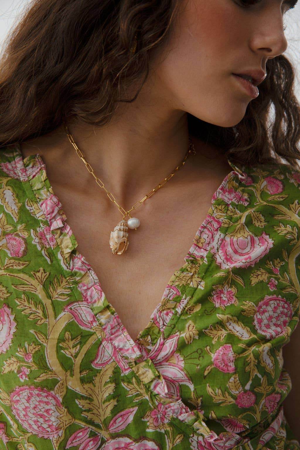 Seashell Conchita And Pearl Chunky Chain Necklace Eco Fashio - SAUVAGE ZSA™
