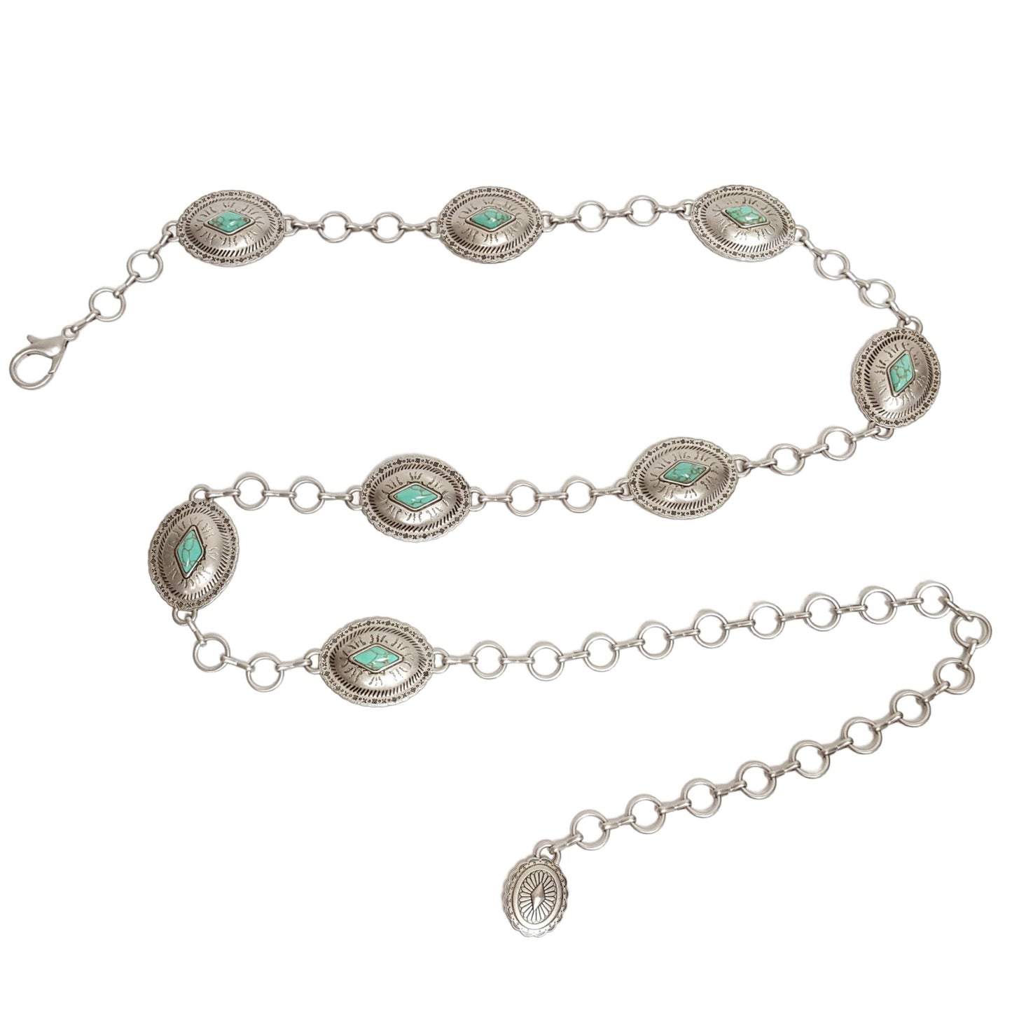 Western Silver Concho Chain Belt