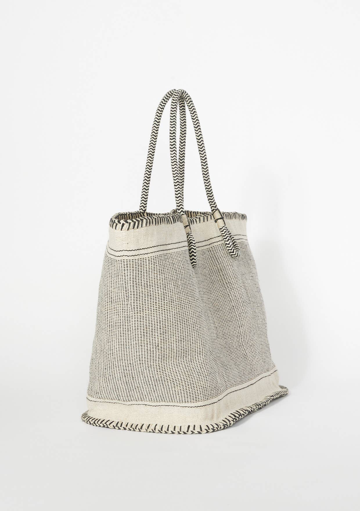 Large Woven Cotton Zip-Up Tote Bag