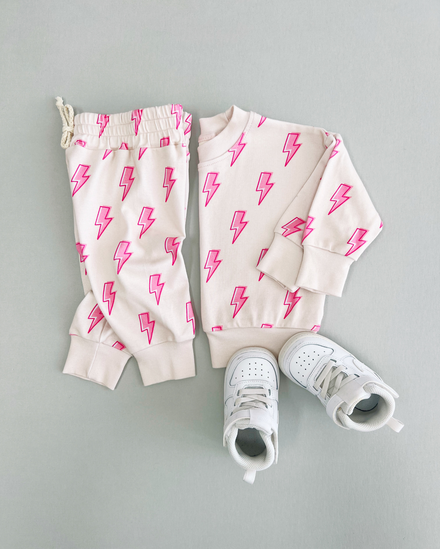 Kids Jogger Set with Pink Lightning Bolts