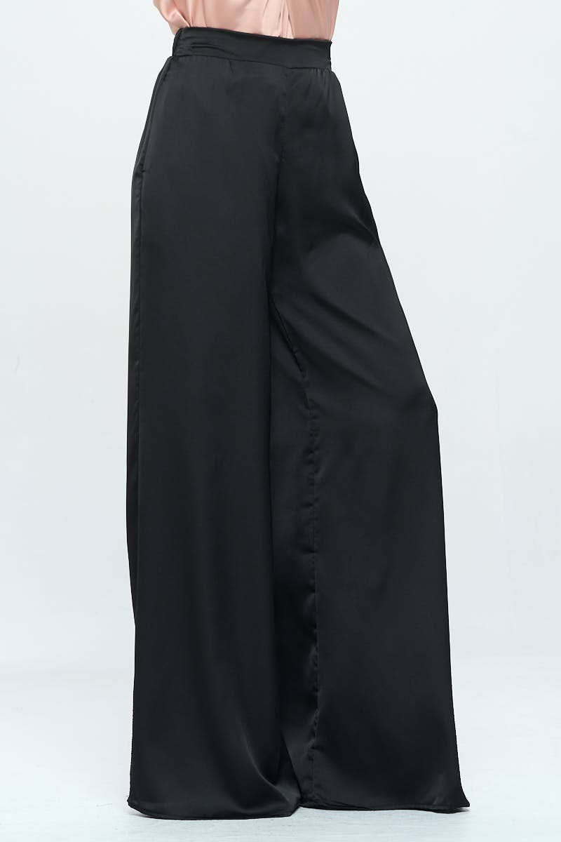 Business Casual Wide Leg Stretch Satin Pants