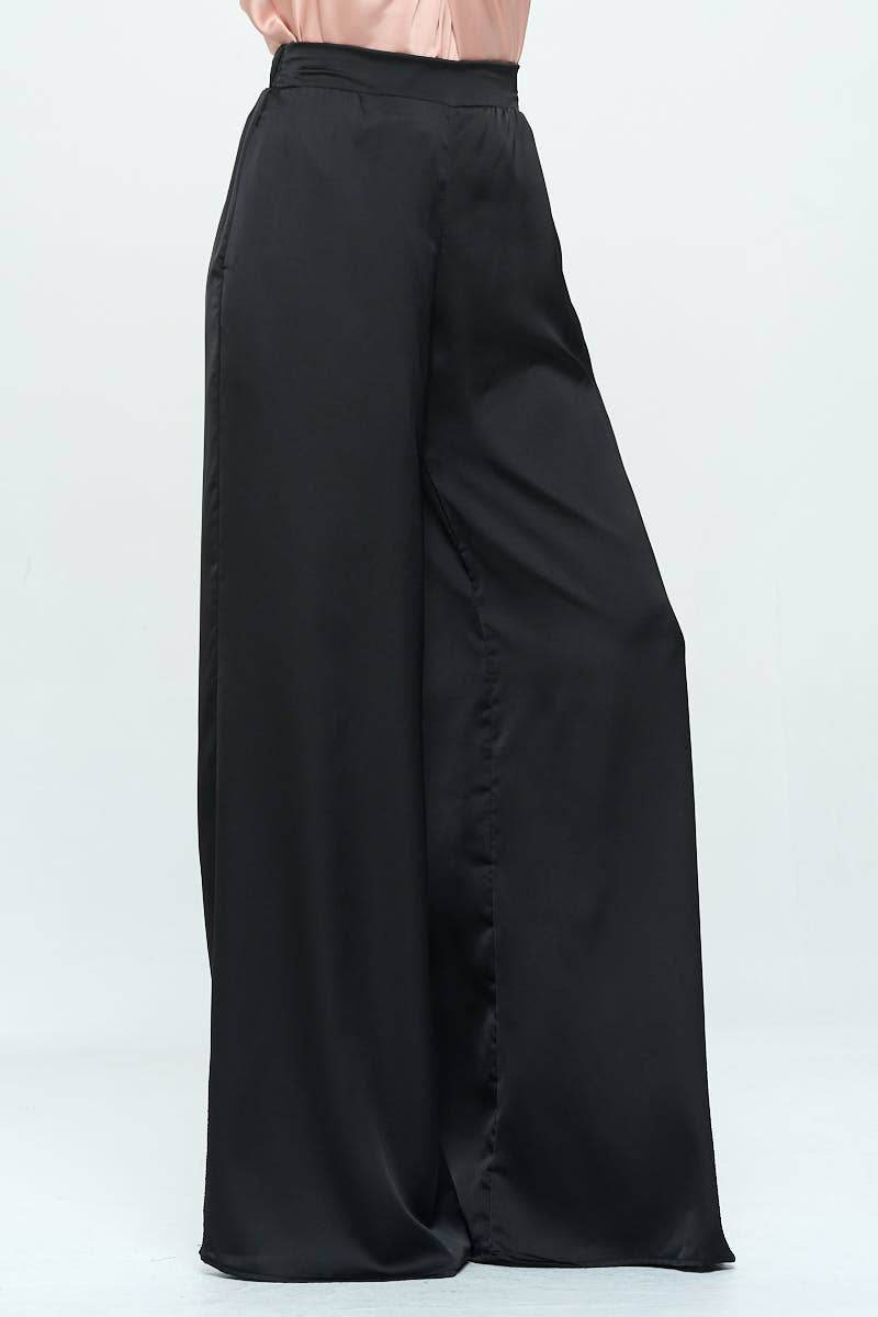 Business Casual Wide Leg Stretch Satin Pants - SAUVAGE ZSA™