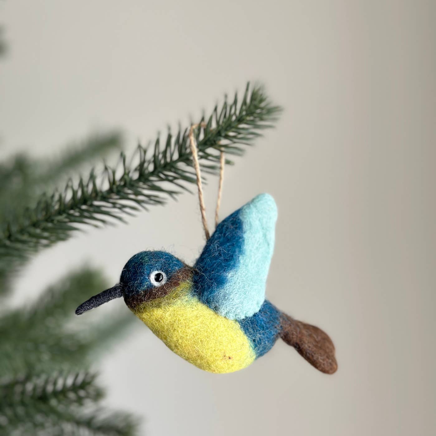 Hummingbird Felt Ornament made with Merino Wool by Female Nepalese Artisans
