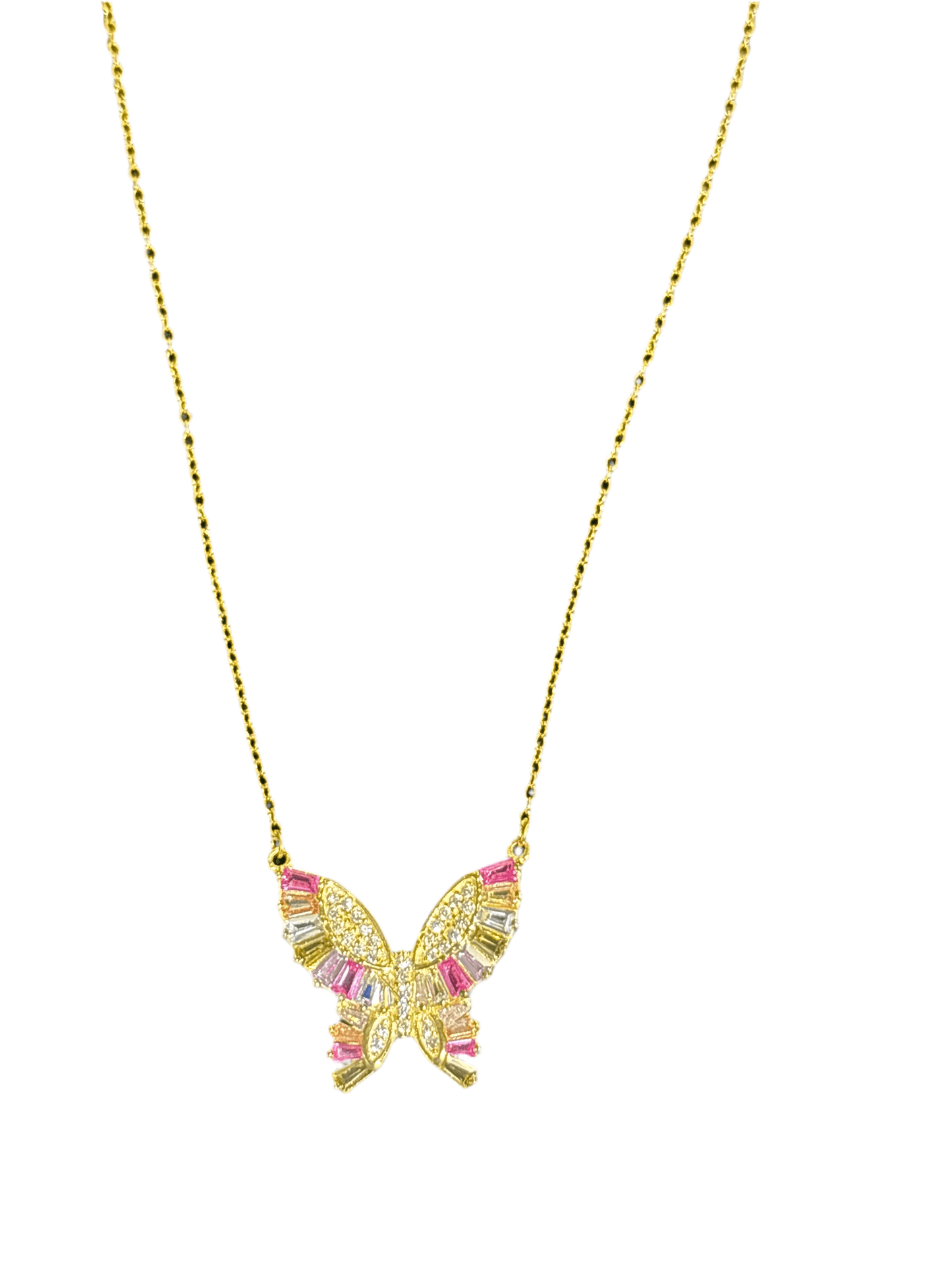 Colorful Butterfly Charm Necklace with Baguette Crystals - SAUVAGE ZSA™