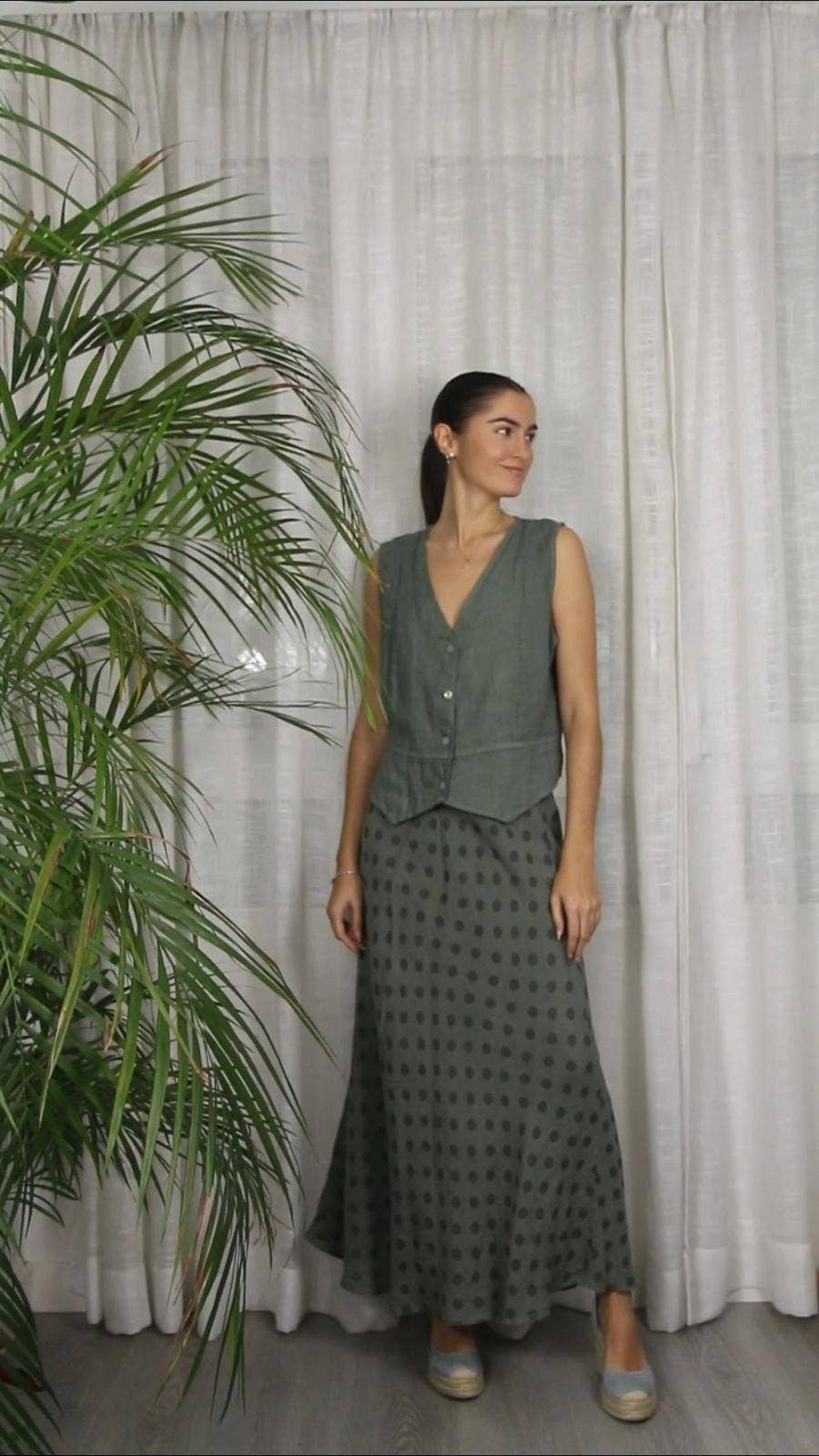 Italian Linen Polka Dot Skirt