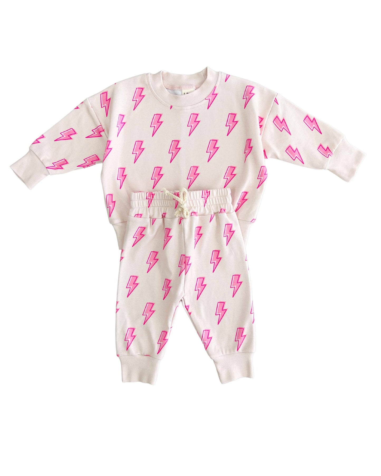 Kids Jogger Set with Pink Lightning Bolts