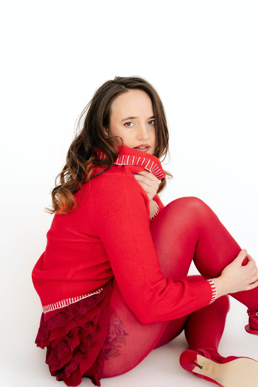 Red Knitted Stitch Cowlneck - SAUVAGE ZSA™