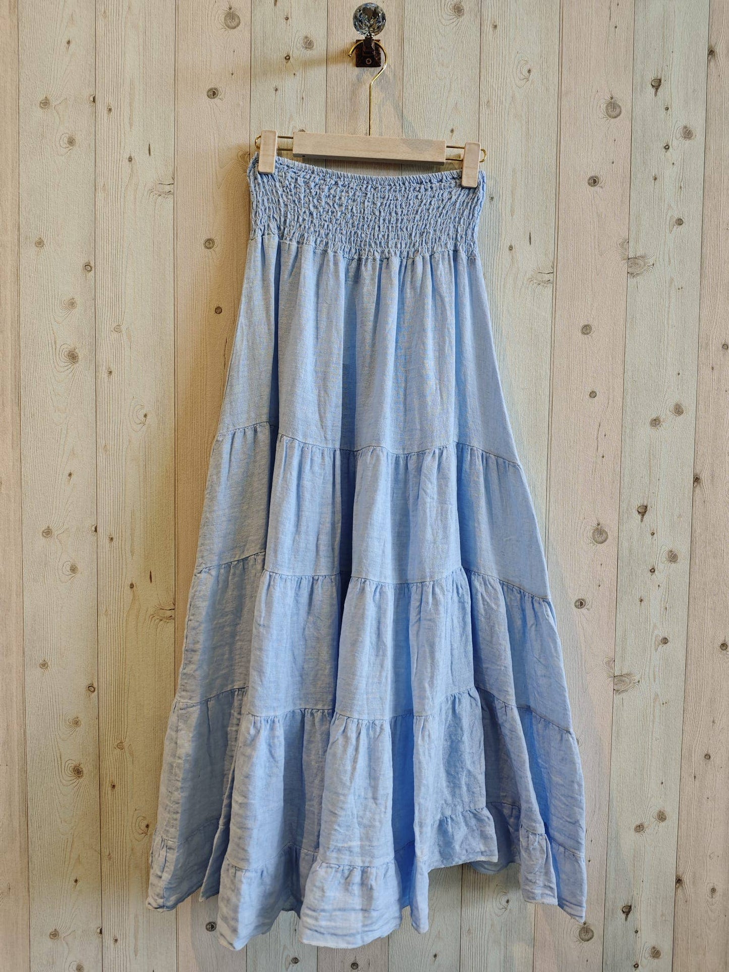Italian Linen Tiered Bohemian Maxi Skirt