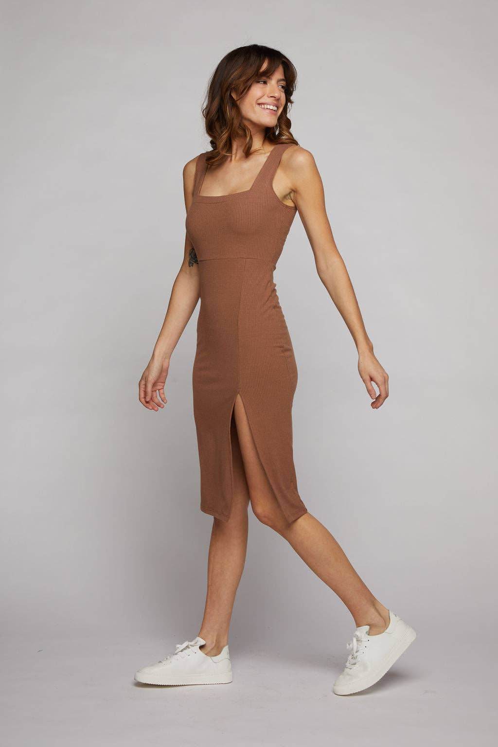 Square Neck Dress with High Slit - SAUVAGE ZSA™