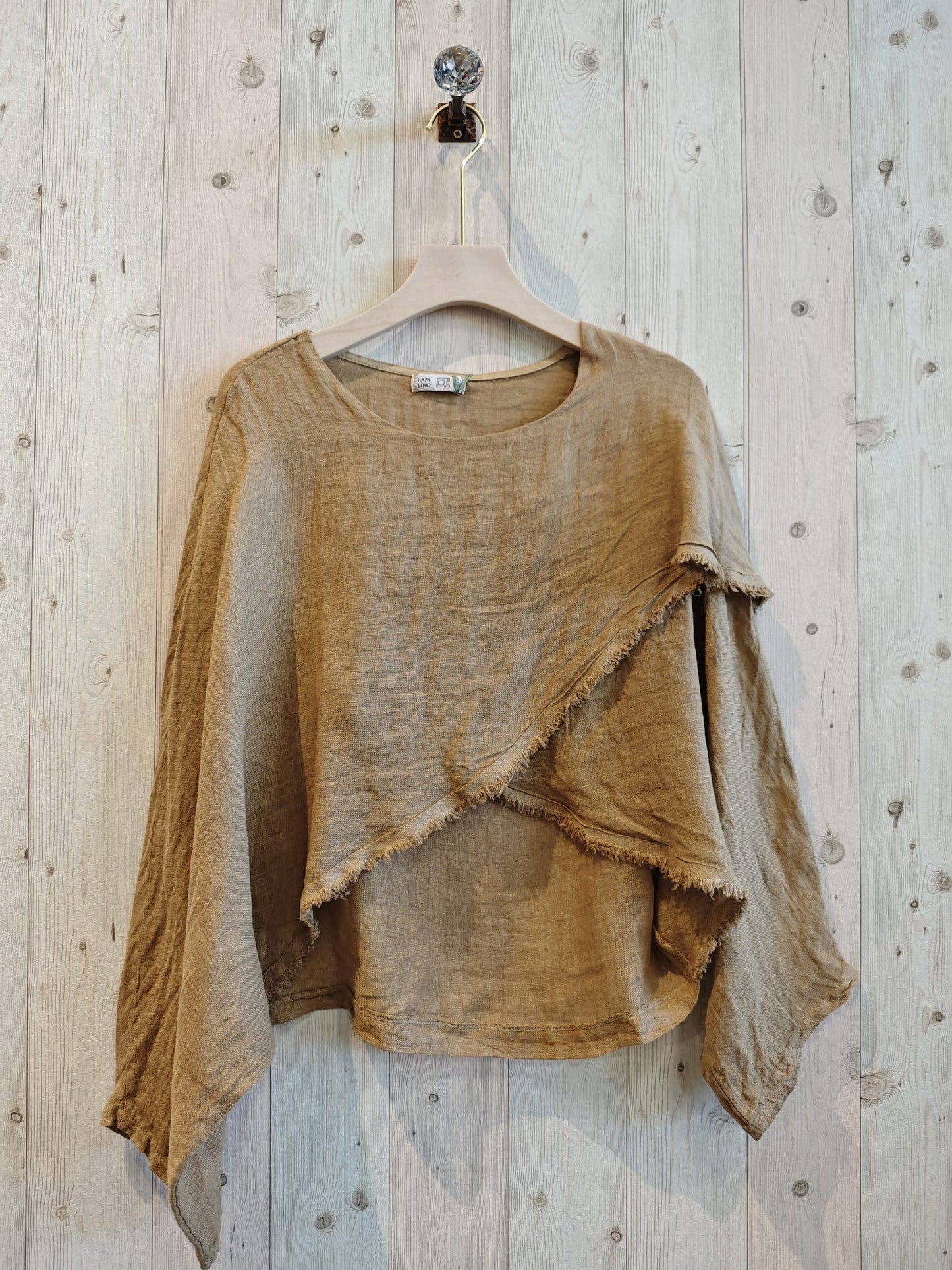 Bohemian Earth Toned Italian Linen Blouse