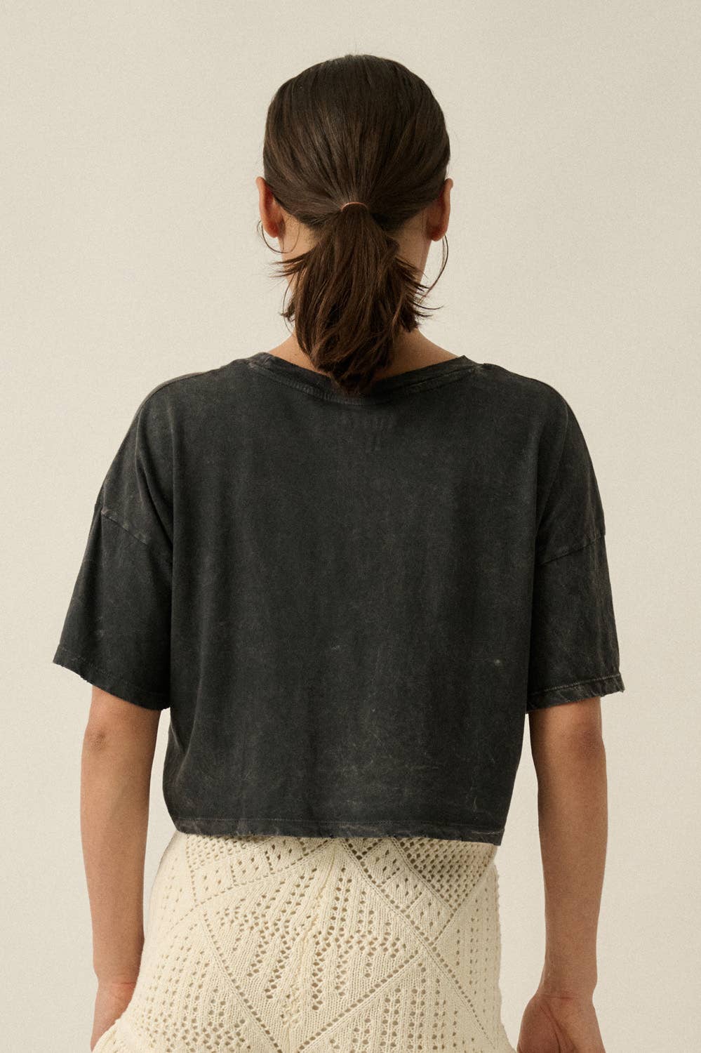 Painted Horses Vintage-Wash Cropped Graphic Tee