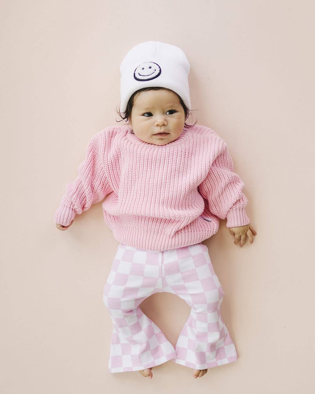Kids Checkered Pink Flare Pants
