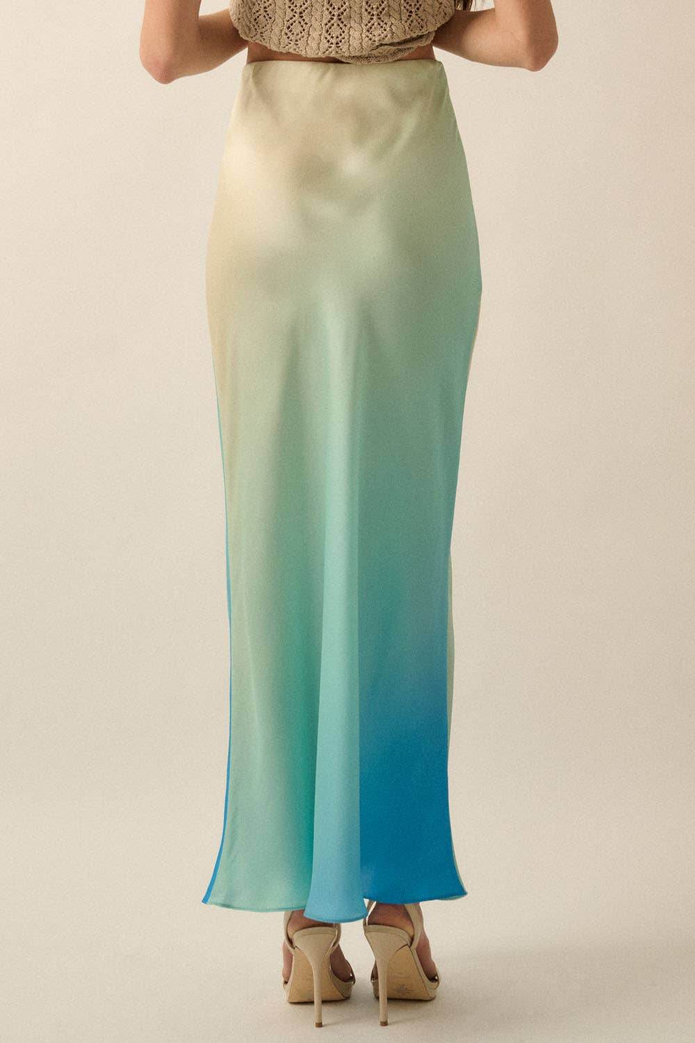 High-Waist Ombre Woven Maxi Skirt - SAUVAGE ZSA™