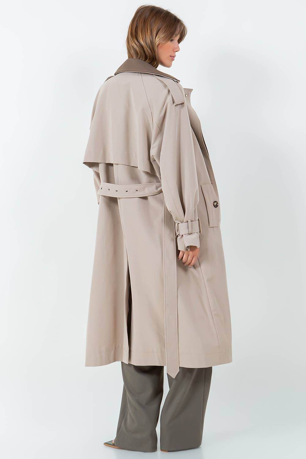 CONTRAST DOUBLE BREASTED TRENCH COAT - SAUVAGE ZSA™