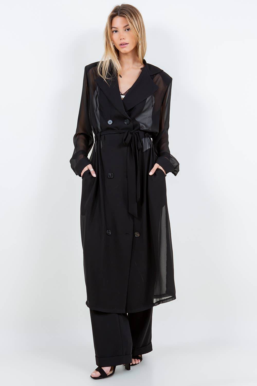 Sheer Belted Trench Coat - SAUVAGE ZSA™