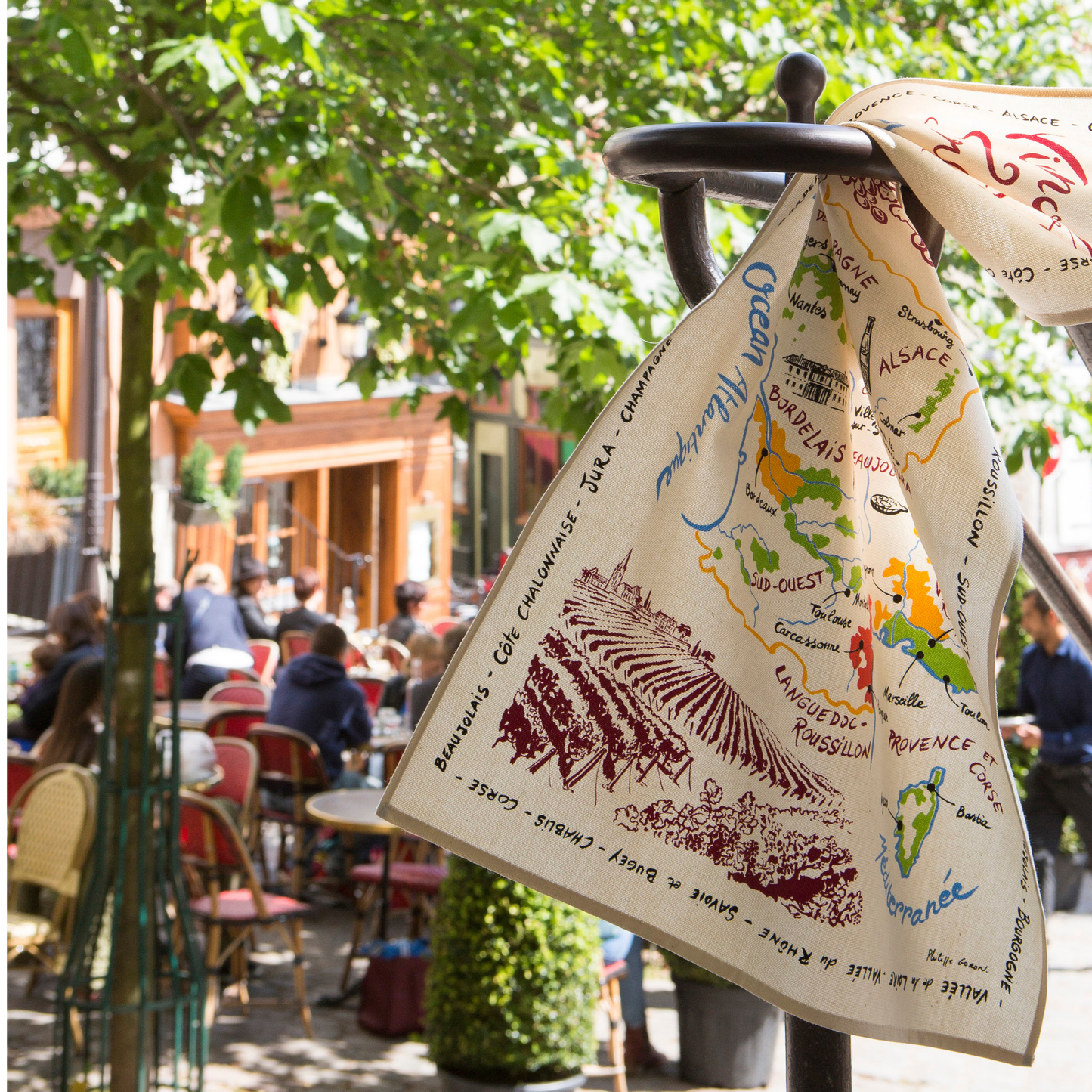 French Wines Labels Tea Towels