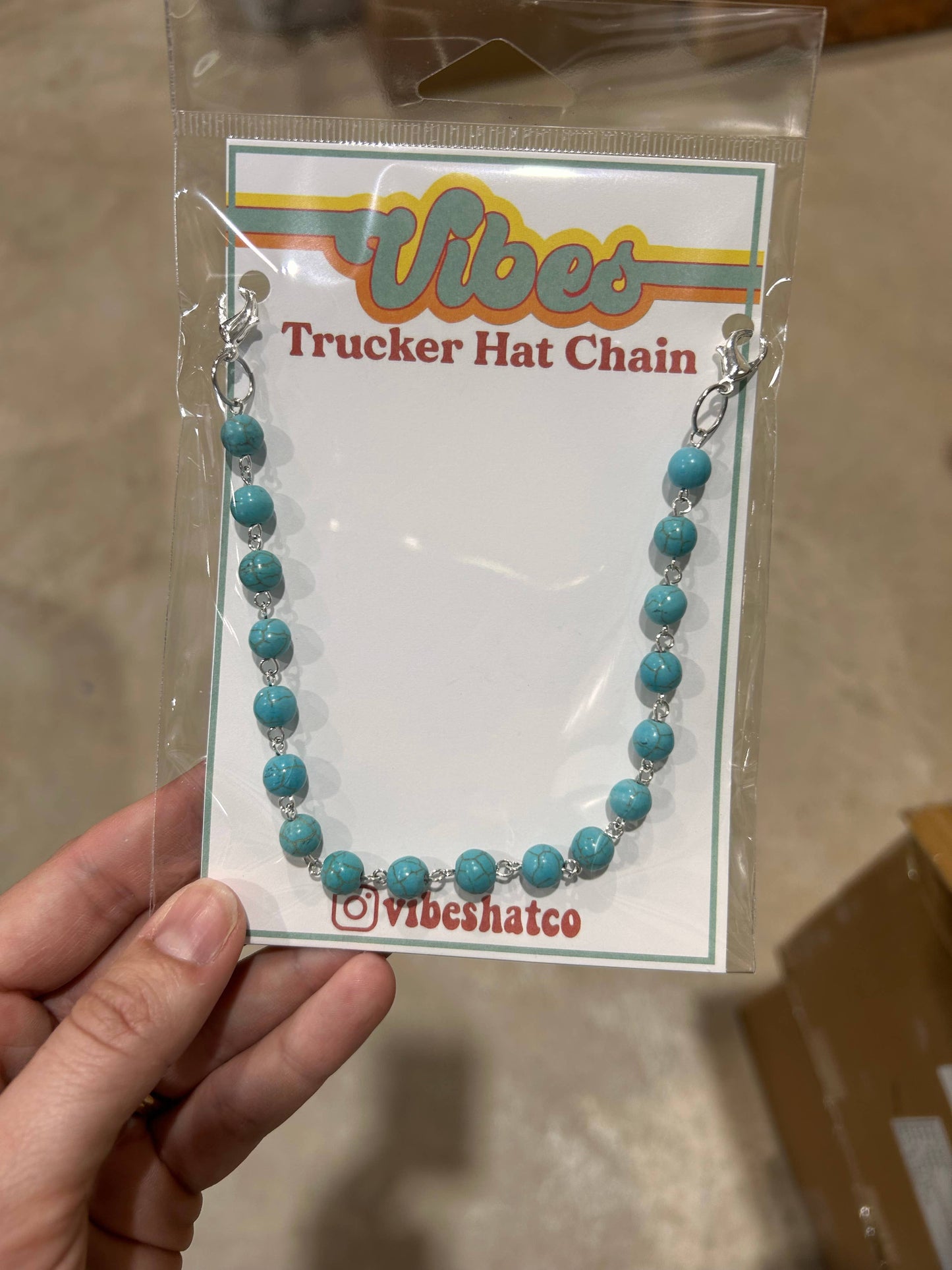 Turquoise Beaded Trucker Hat Chain | Hat Band | Hat Chain |