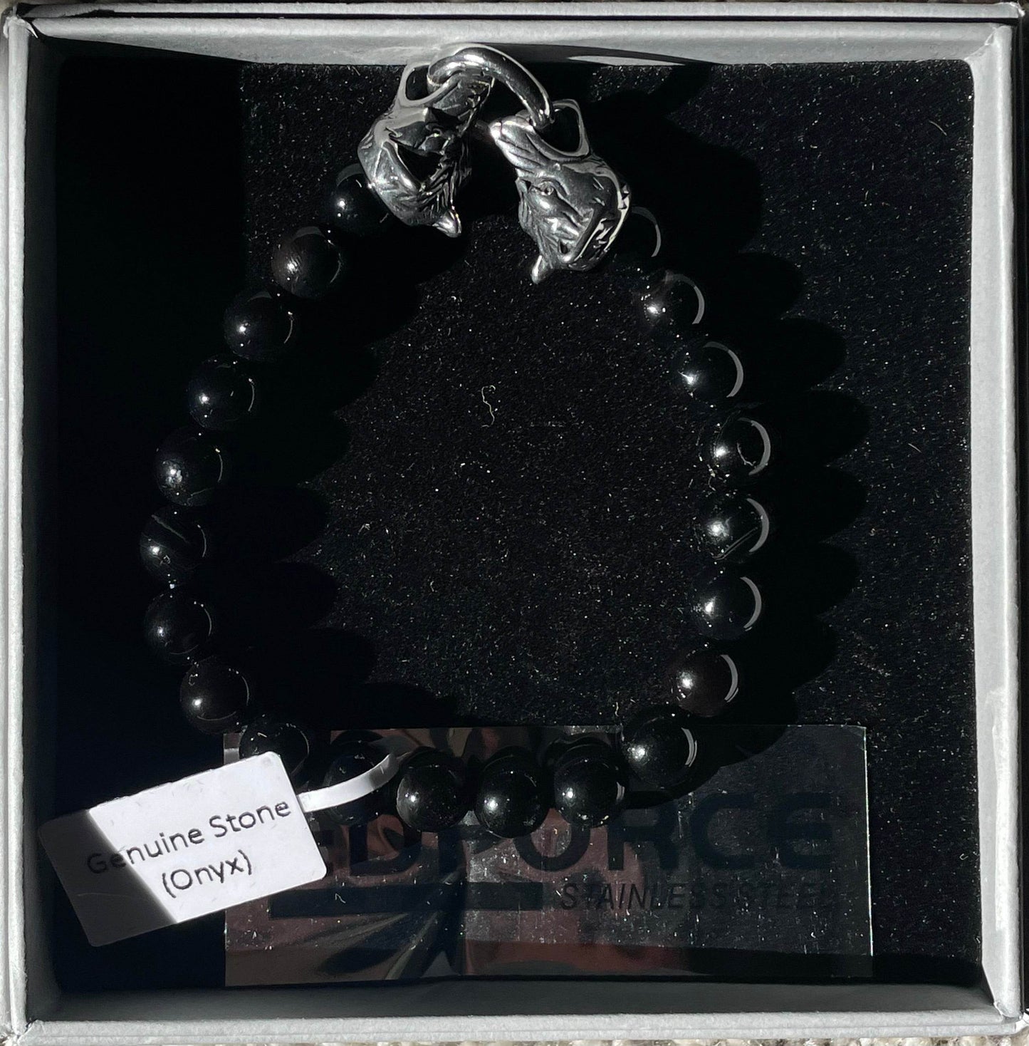 Genuine Stone and Stainless Steel Menswear Wolf Bracelet - SAUVAGE ZSA™